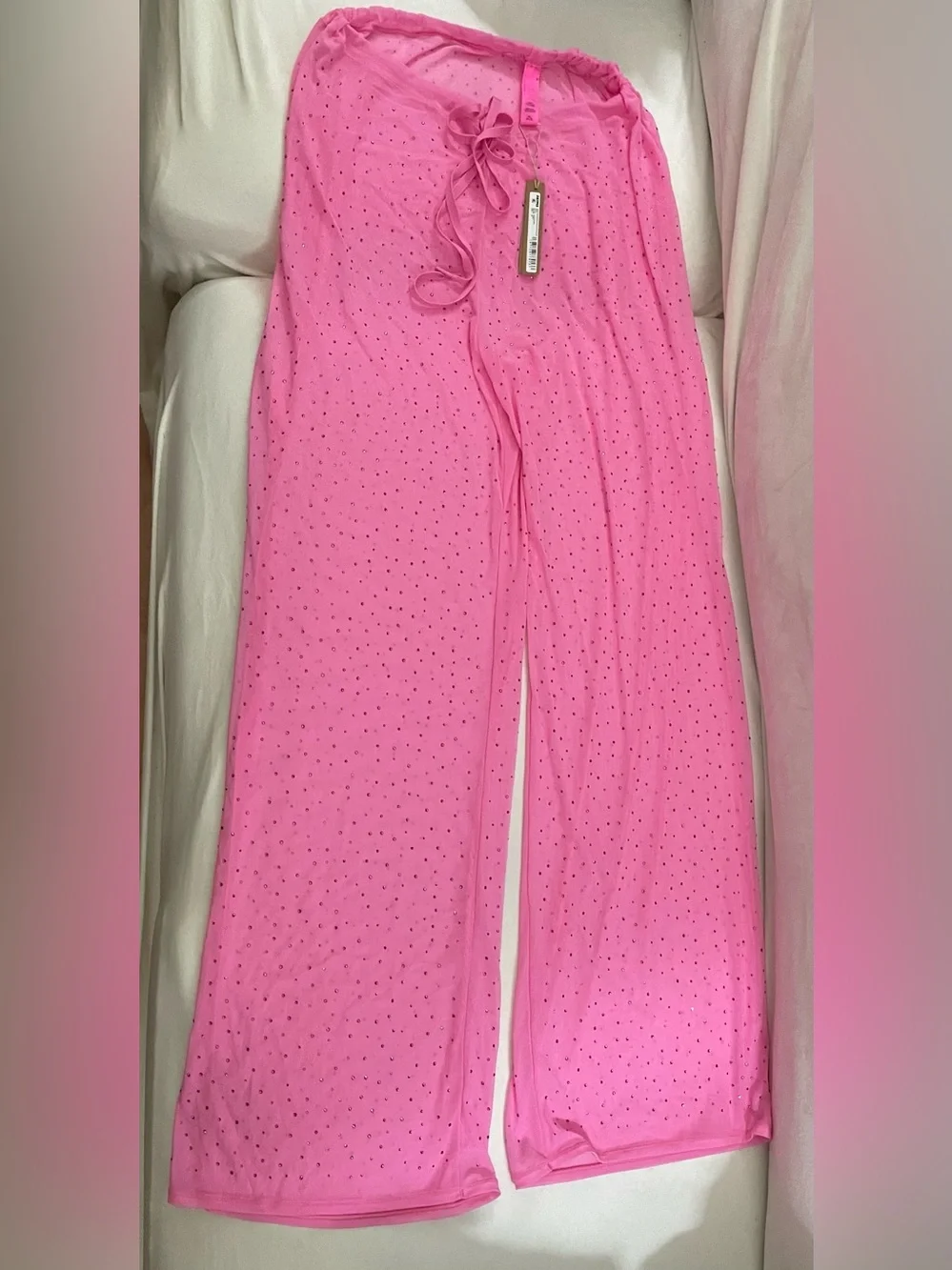 Skims NWT Mesh Rhinestone Swim Cover Up Pants Taffy Pink Size 3X